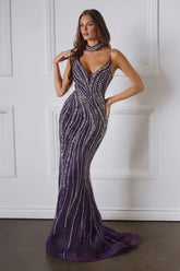 Shellie Gown - Crystal Waves Dress With Choker