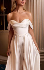 BELINDA GOWN - OFF WHITE A-LINE DRESS WITH CORSET BACK