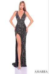 89179 - Amarra - Halter Sequin Evening Gown