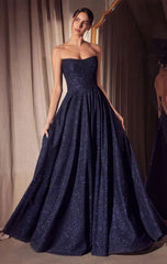 Quinn Gown - Long Strapless Glitter A-line Dress