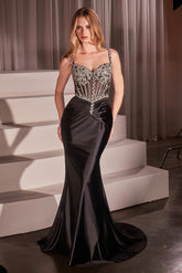 Artemis Gown - Leaf Inspired Crystal & Satin Dress