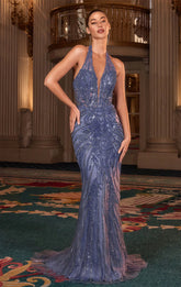 Kingston Gown - Halter Beaded Mermaid Evening Dress