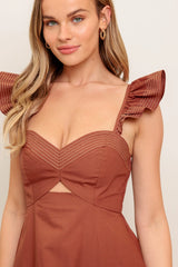 TUSCAN SUNSET COGNAC MIDI DRESS