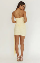 DARIA ASYMMETRICAL MINI DRESS - SOFT YELLOW
