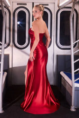 Baylor Gown - Asymmetric Strapless Liquid Satin Dress