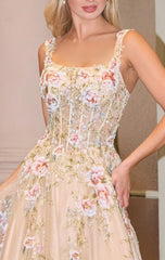 A1480 - Crystal Chrysanthemum Ball Gown - Andrea & Leo