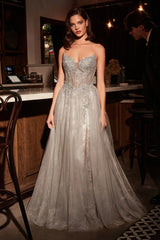 MERI GOWN - STRAPLESS LAYERED TULLE A-LINE DRESS